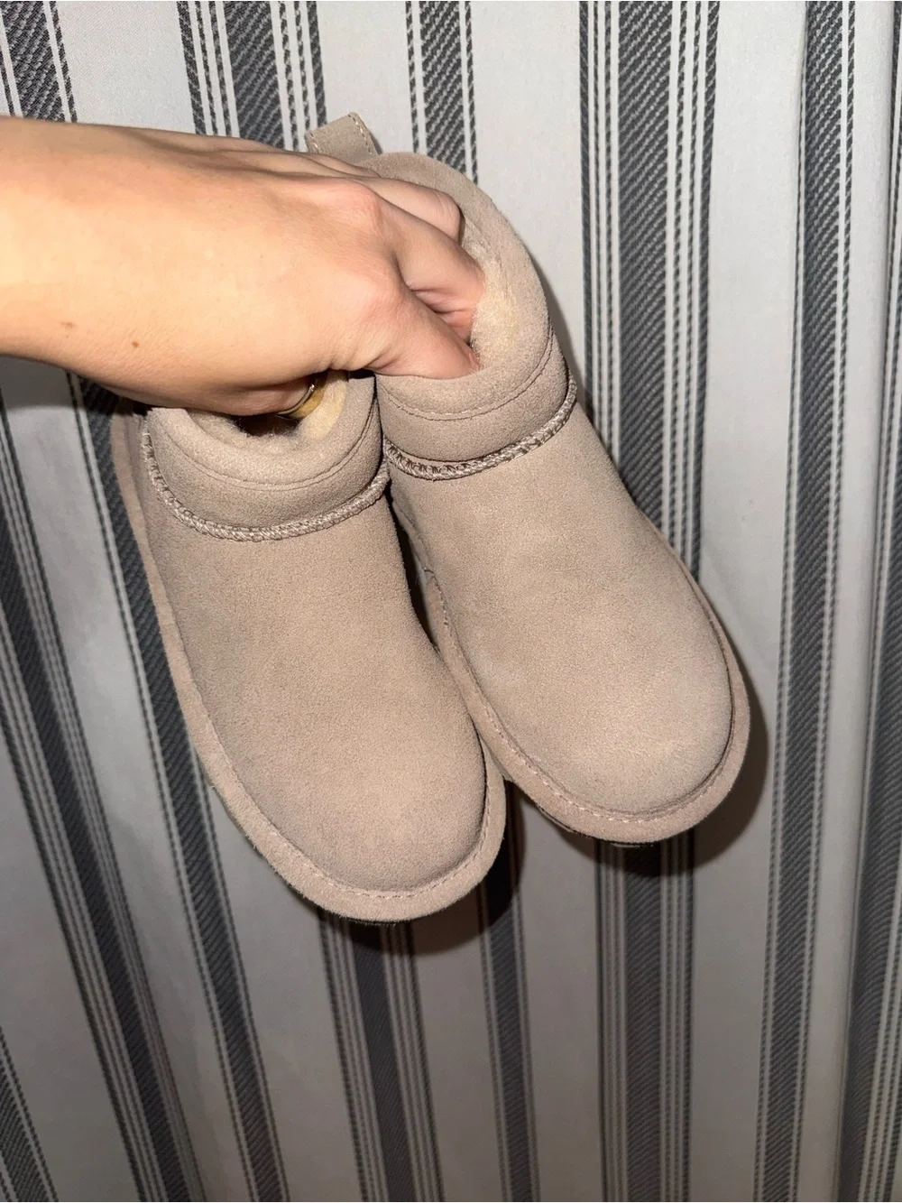 BearPaw Kids Suede Ankle Boots in Taupe